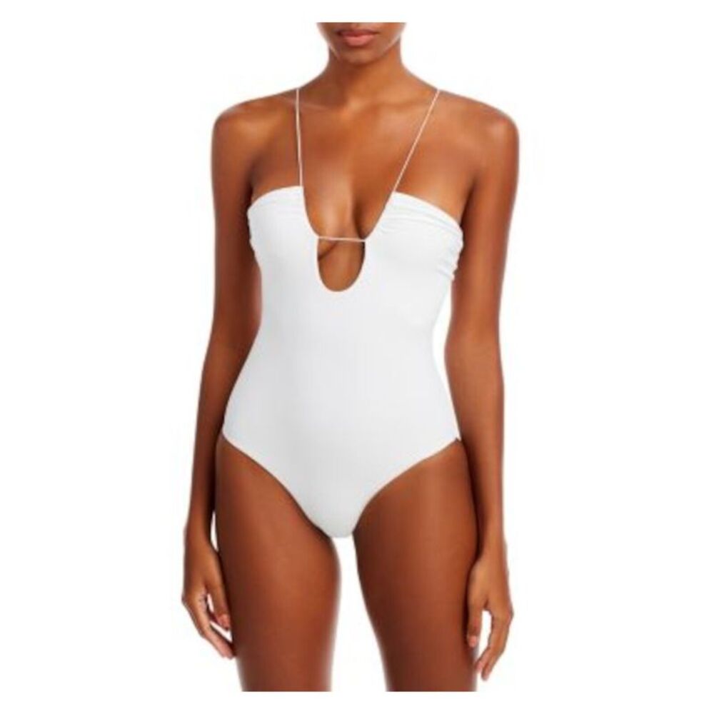 JADE SWIM Women's White StStrap Neck Micro Naomi One Piece Swimsuit M